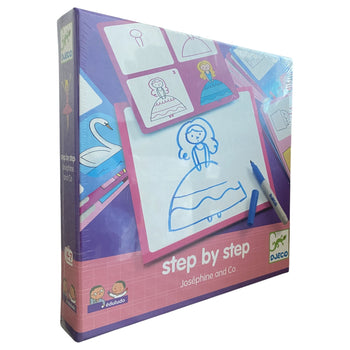 Djeco Step by Step Drawing Set - Josephine & Co (24 Cards plus Erasable Board)