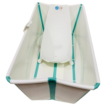 Stokke-Flexi-Bath-Tub-+-Newborn-Support-Bundle-Clear-Green-4-2