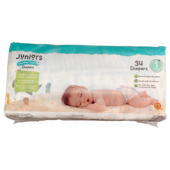 Juniors 34-Piece Tape Style Diapers Newborn Size 1 (2-5 kg)