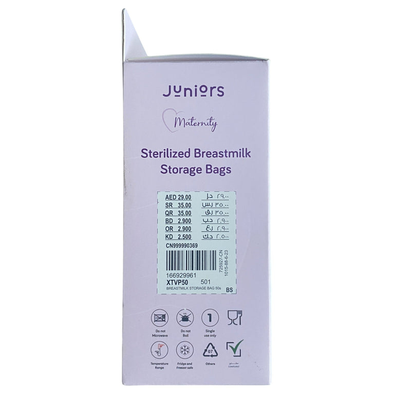 Juniors Sterilized Breast Milk Storage Bags - 50 pcs