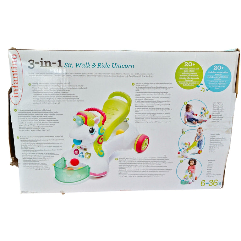 Infantino 3-In-1 Sit, Walk & Ride Unicorn