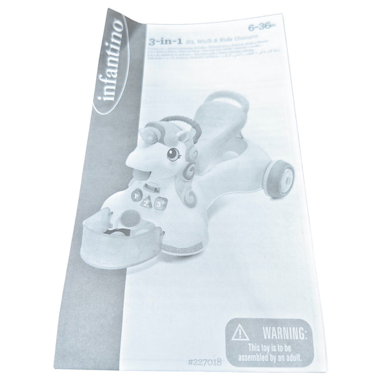 Infantino 3-In-1 Sit, Walk & Ride Unicorn