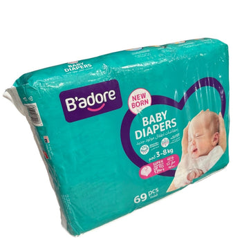 B'adore Newborn Baby Diapers Value Pack (3-8 kg) - 69 pcs