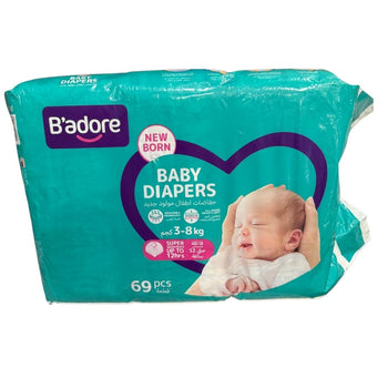 B'adore Newborn Baby Diapers Value Pack (3-8 kg) - 69 pcs