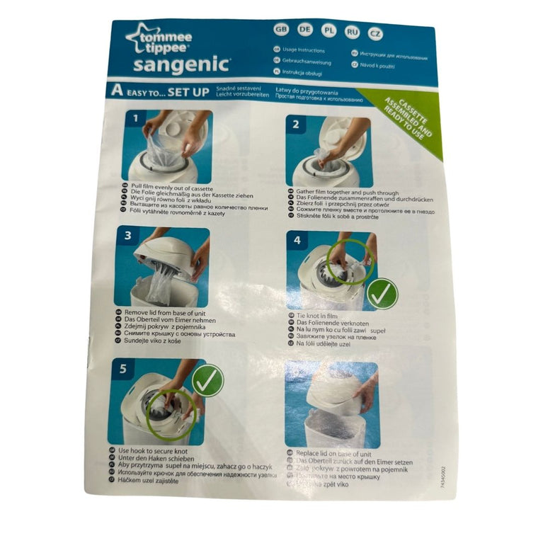 Tommee Tippee Sangenic Tec Nappy Disposal System Diaper Pail - White