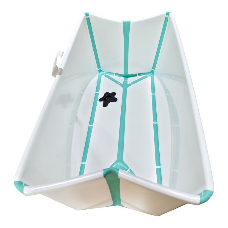 Stokke-Flexi-Bath-Tub-+-Newborn-Support-Bundle-Clear-Green-2-3