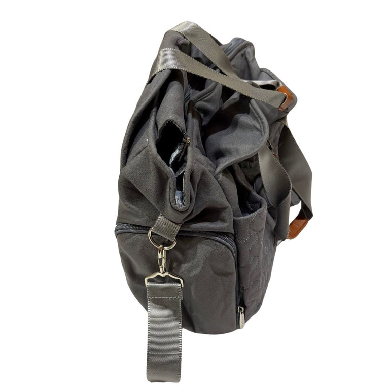 Little Story Signature Quilted Diaper Bag - Grey