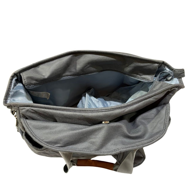 Little Story Signature Quilted Diaper Bag - Grey