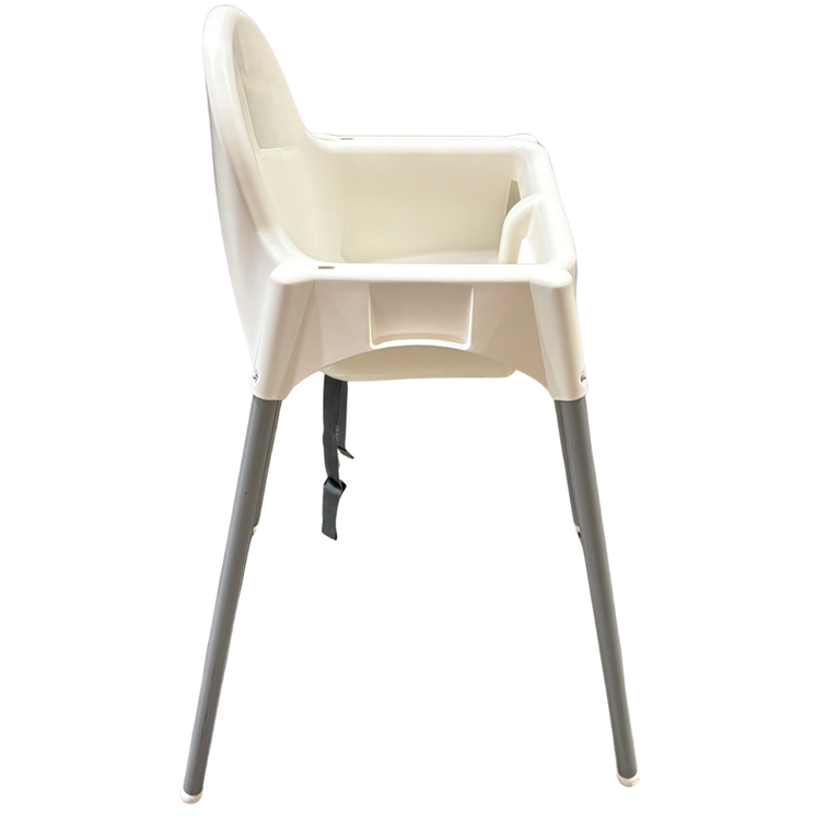 IKEA ANTILOP Highchair with Safety Belt + Tray - White & Silver