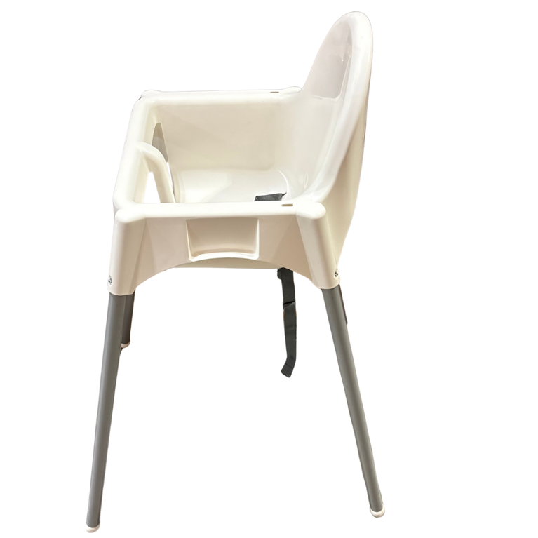 IKEA ANTILOP Highchair with Safety Belt + Tray - White & Silver