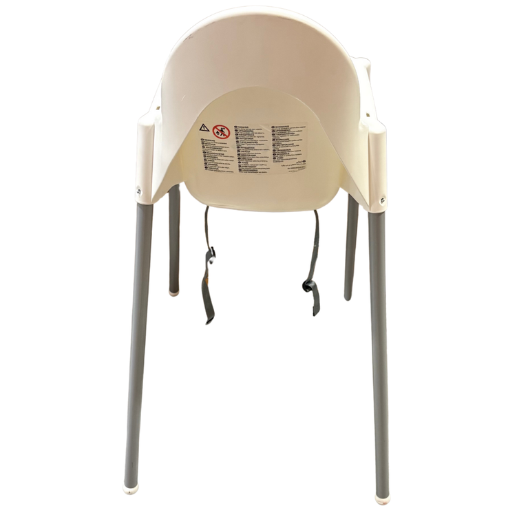 IKEA ANTILOP Highchair with Safety Belt + Tray - White & Silver