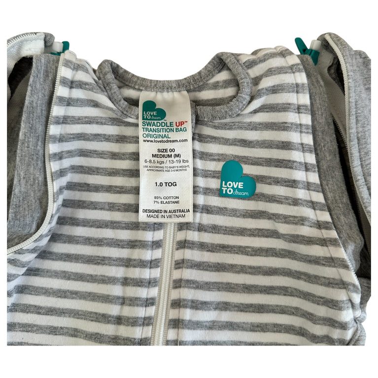 Love To Dream Swaddle Up Transition Bag Bamboo Original - Size 00 Medium (6-8.5 kg) 1 TOG - Stripes