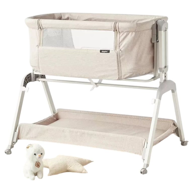Giggles-Watson-Adjustable-Side-Bassinet-with-Glide-Function-Brown-2-1