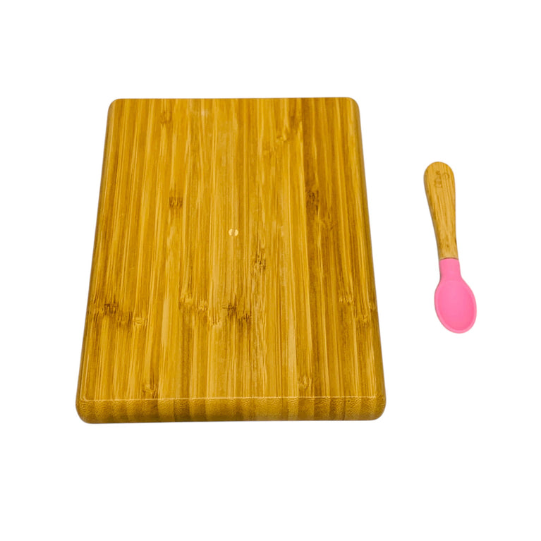 Citron-Kids-Square-Bamboo-Plate-With-Suction-And-Spoon-Pink-1-4