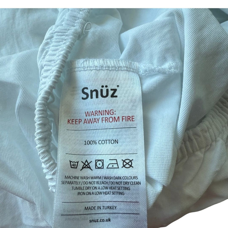 Snuz Moses Basket/SnuzPod/Pram Fitted Sheets - Pack of 2 - White