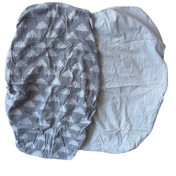 Snuz Moses Basket/SnuzPod/Pram Fitted Sheets - Pack of 2 - White / Cloud 9