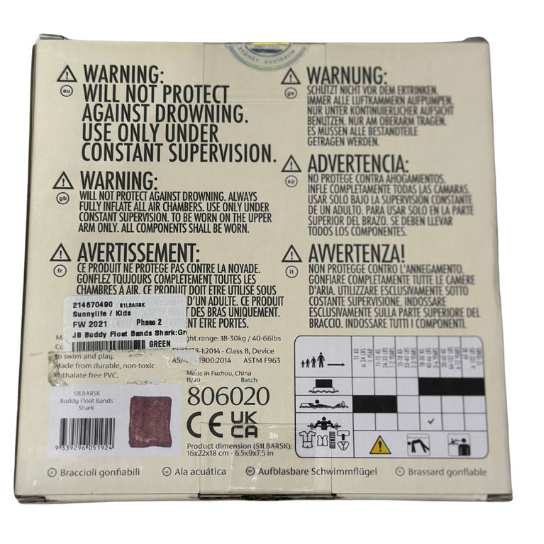 Sunny Life Kids Shark Attack Buddle Float Arm Bands - Green (3-6Y)