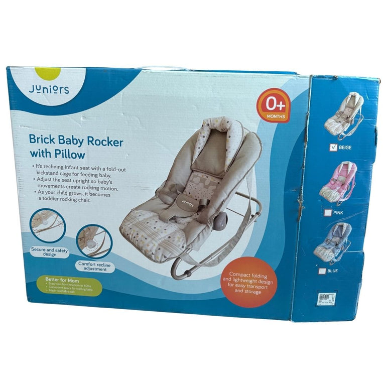 Juniors Brick Baby Rocker with Pillow - Beige