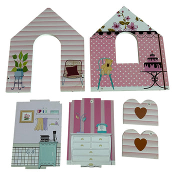 Fab n Funky Pink 3-Story Wooden Doll House with Furniture