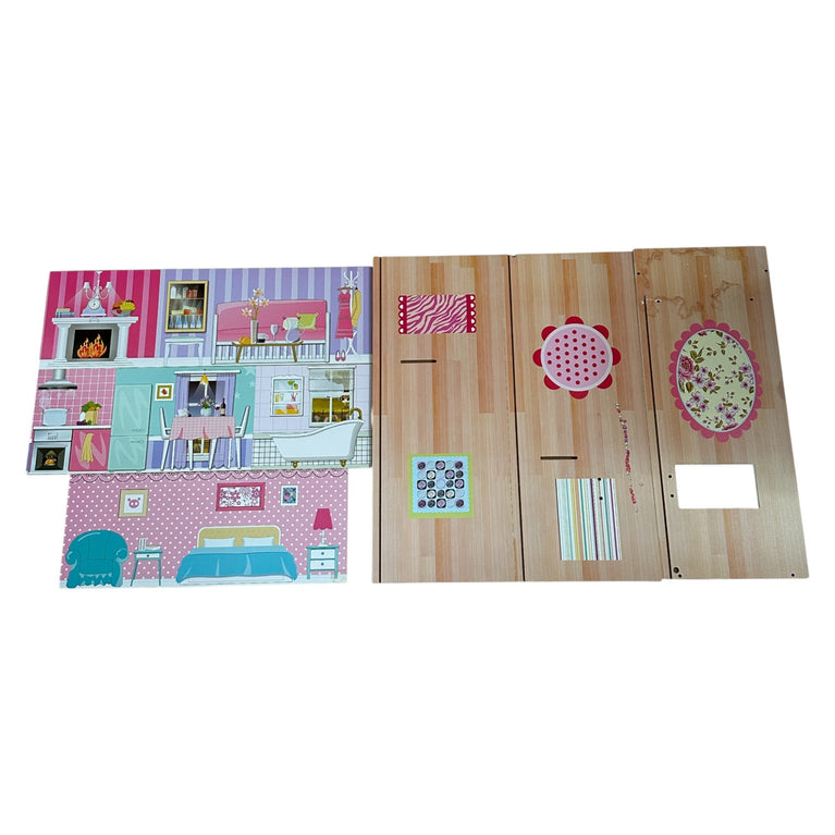 Fab n Funky Pink 3-Story Wooden Doll House with Furniture