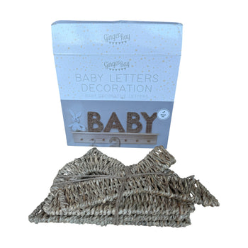 Ginger Ray Decorations Wicker Baby Letters Sign for Nursery - Brown