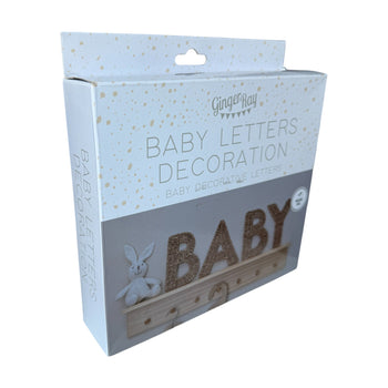 Ginger Ray Decorations Wicker Baby Letters Sign for Nursery - Brown