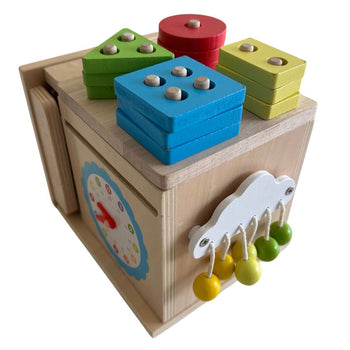 8-in-1 Wooden Play Kit Includes Object Permanent Box, Learning Activity Cube