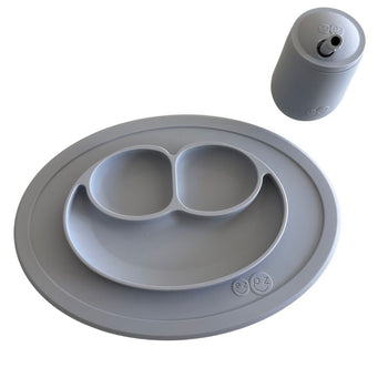 Ezpz Mini Mat, Mini Cup & Straw Training System - Pewter