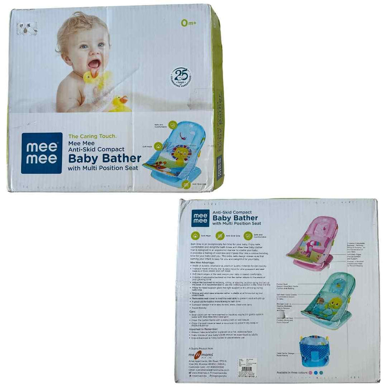 Mee Mee Compact Anti-Skid Baby Bather with Reclining Seat - Aqua Turtle