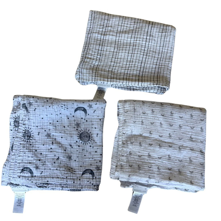 Pottery Barn Kids Organic Cotton Muslin Skye Swaddle Set - Pack of 3