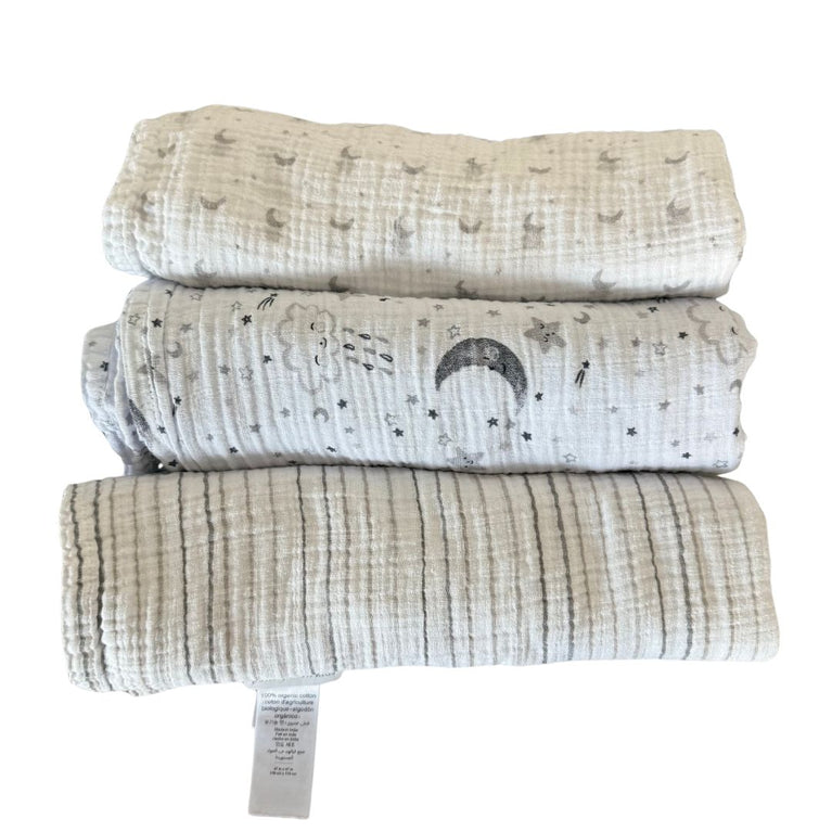 Pottery Barn Kids Organic Cotton Muslin Skye Swaddle Set - Pack of 3