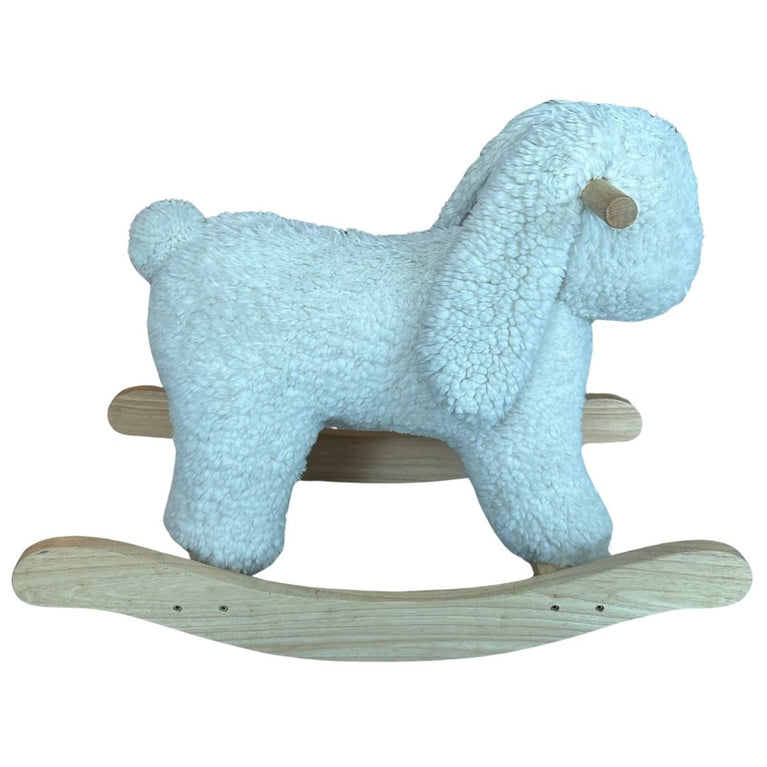 Pottery Barn Sherpa Bunny Plush Wooden Rocker