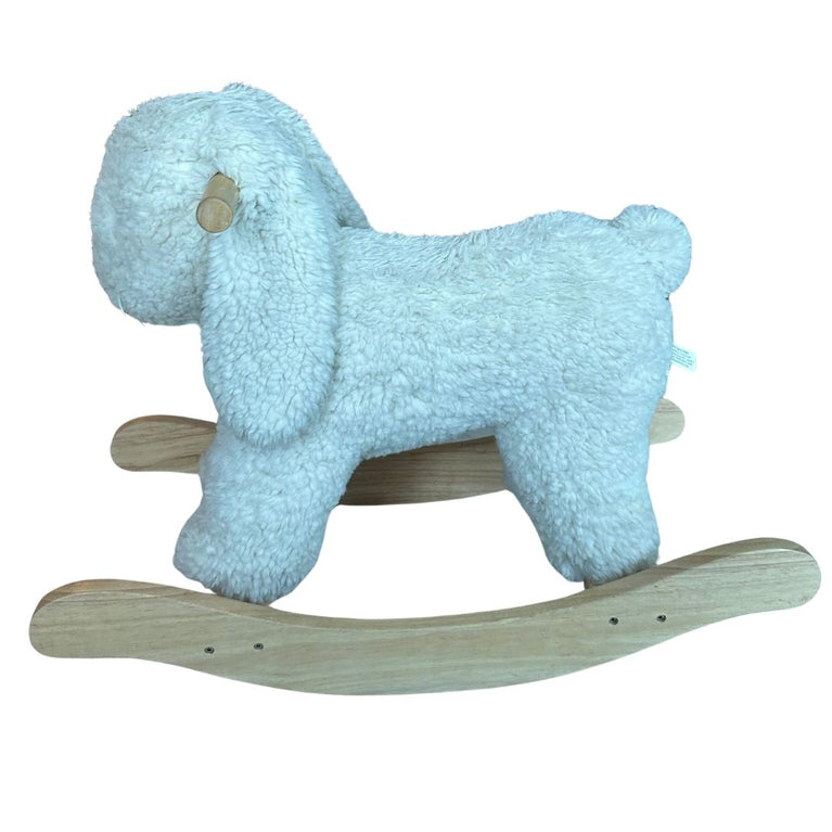 Pottery Barn Sherpa Bunny Plush Wooden Rocker