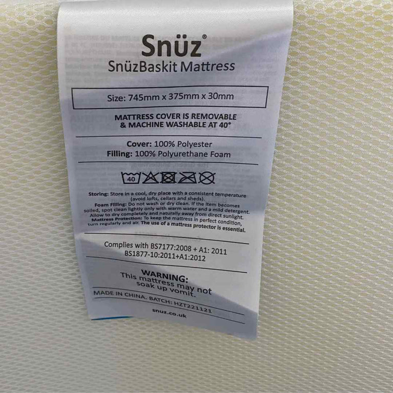 Snuz Baskit Moses Basket w/ Mattress & Stand Set - Dark Grey