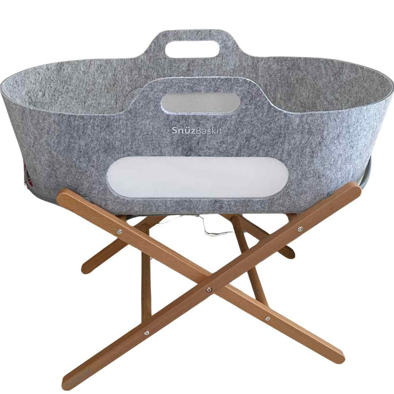 Snuz Baskit Moses Basket w/ Mattress & Stand Set - Dark Grey
