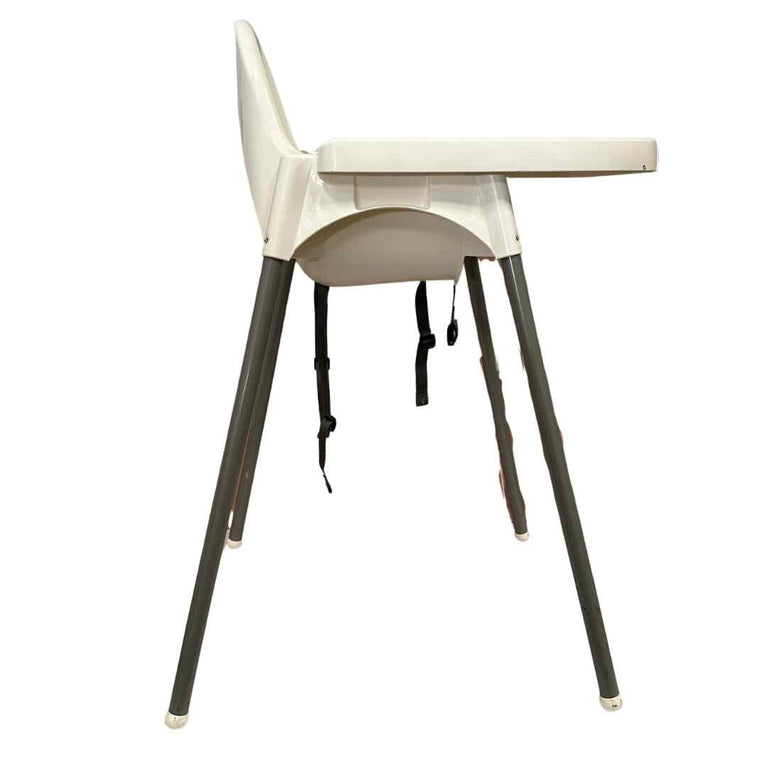 IKEA ANTILOP Highchair with Safety Belt + Tray - White & Silver