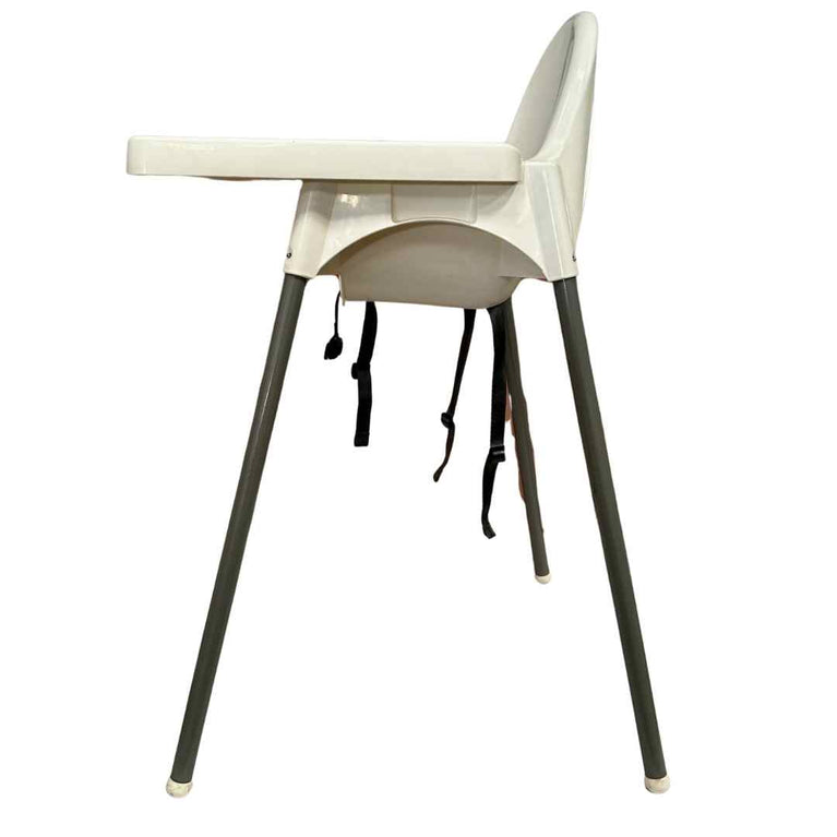 IKEA ANTILOP Highchair with Safety Belt + Tray - White & Silver