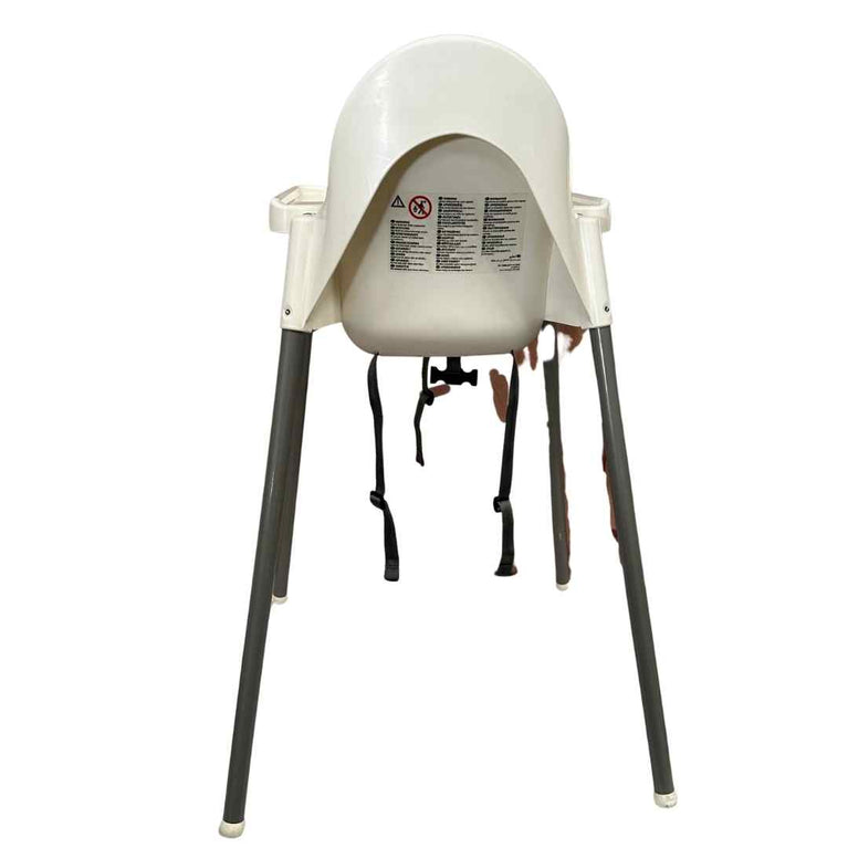 IKEA ANTILOP Highchair with Safety Belt + Tray - White & Silver
