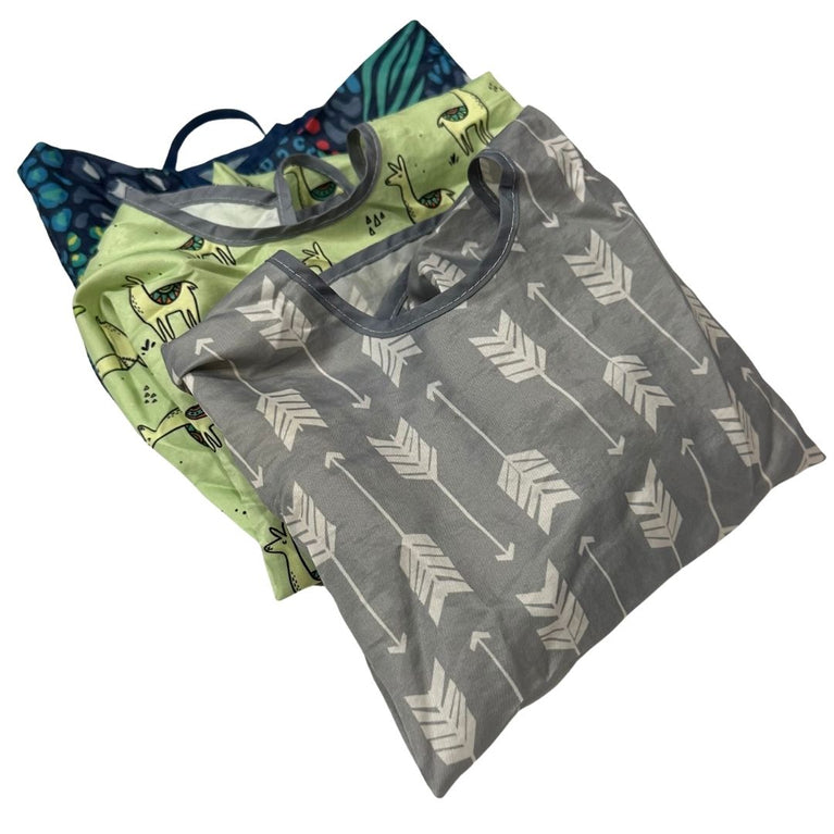 Bumkins Long-Sleeved Toddler Bib (3-7 years) - Pack of 3 - Grey Animal Print Llama
