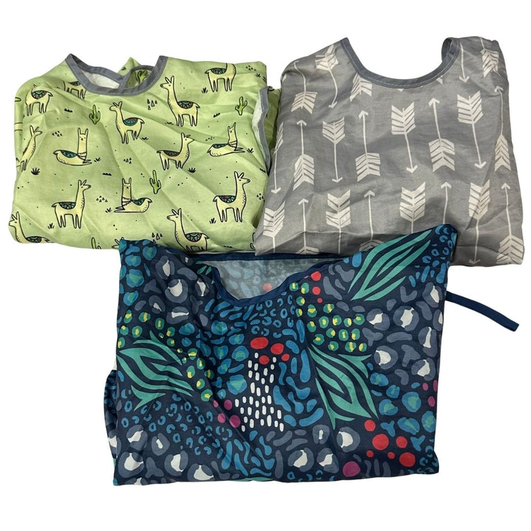 Bumkins Long-Sleeved Toddler Bib (3-7 years) - Pack of 3 - Grey Animal Print Llama