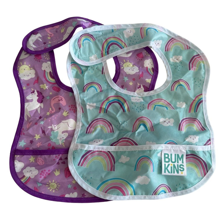 Bumkins Superbib Bib 6-24 Months (Pack of 2) - Unicorns & Rainbow