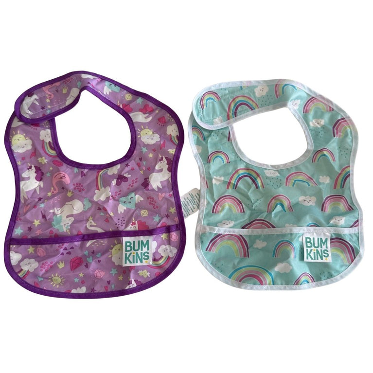 Bumkins Superbib Bib 6-24 Months (Pack of 2) - Unicorns & Rainbow