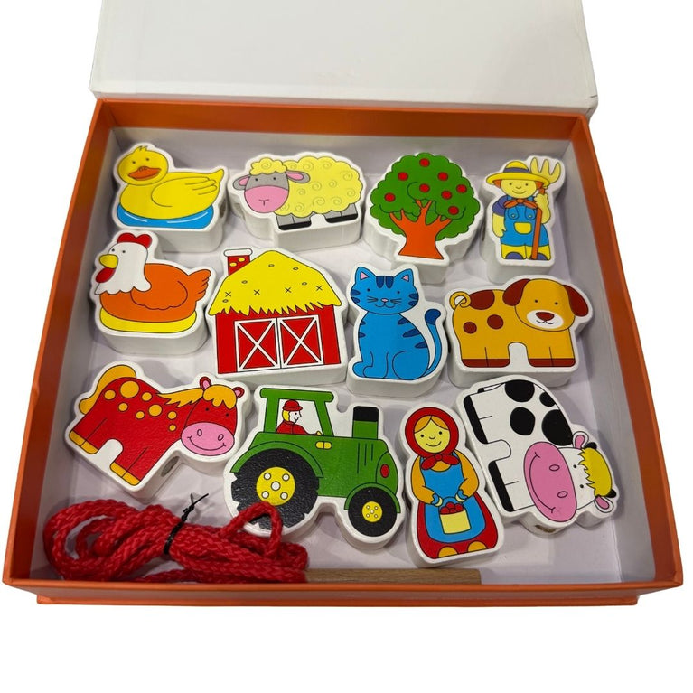 VIGA Lacing Blocks Set - Farm