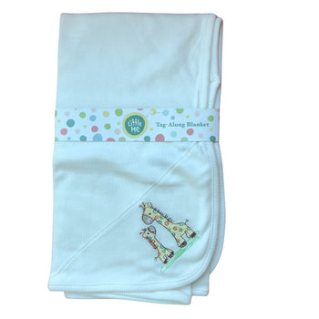 Little Me Solid Rib Tag Along Blanket - White Giraffe