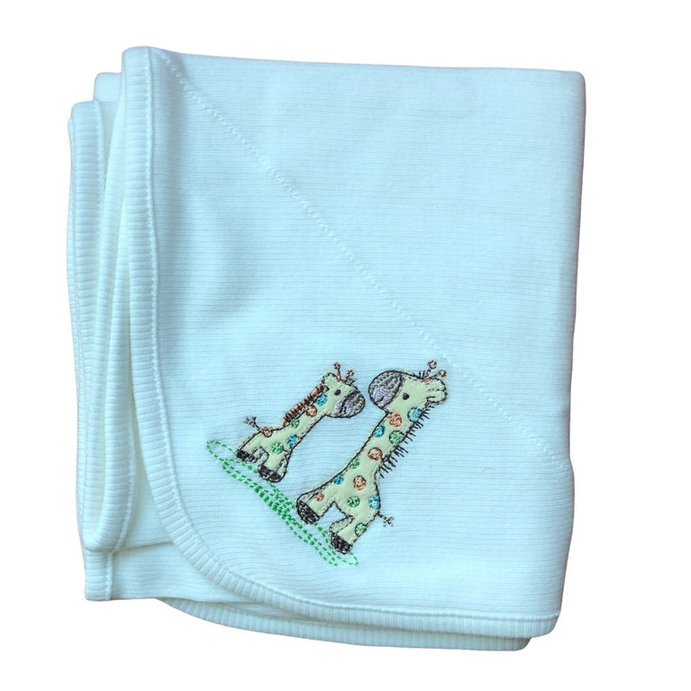 Little Me Solid Rib Tag Along Blanket - White Giraffe