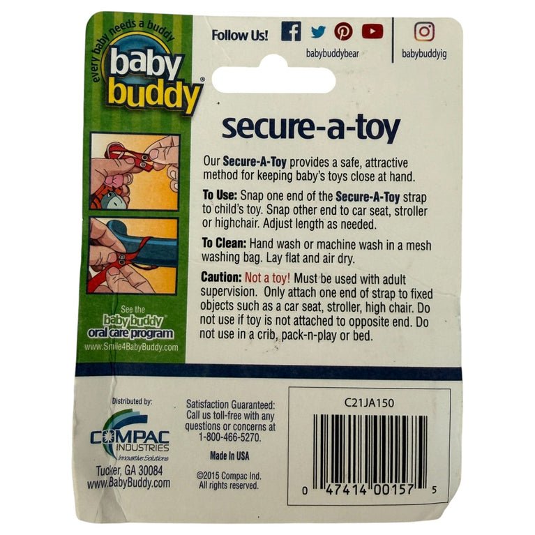 Baby-Buddy-Secure-a-Toy-Stroller-Accessory-(Pack-of-2)-Pink/Grey-1-3