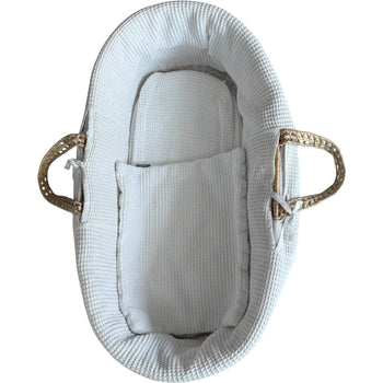 Kinder Valley Pram Moses Basket with Stand - White Waffle