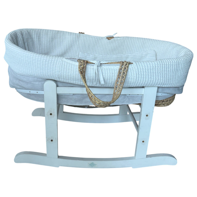 Kinder Valley Pram Moses Basket with Stand - White Waffle