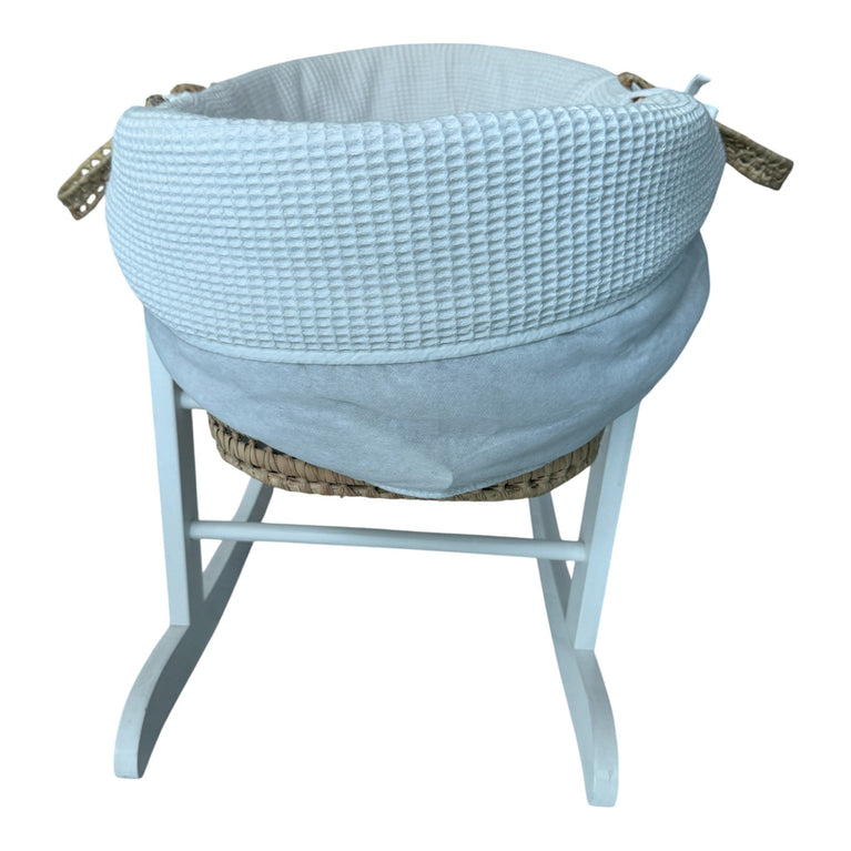 Kinder Valley Pram Moses Basket with Stand - White Waffle