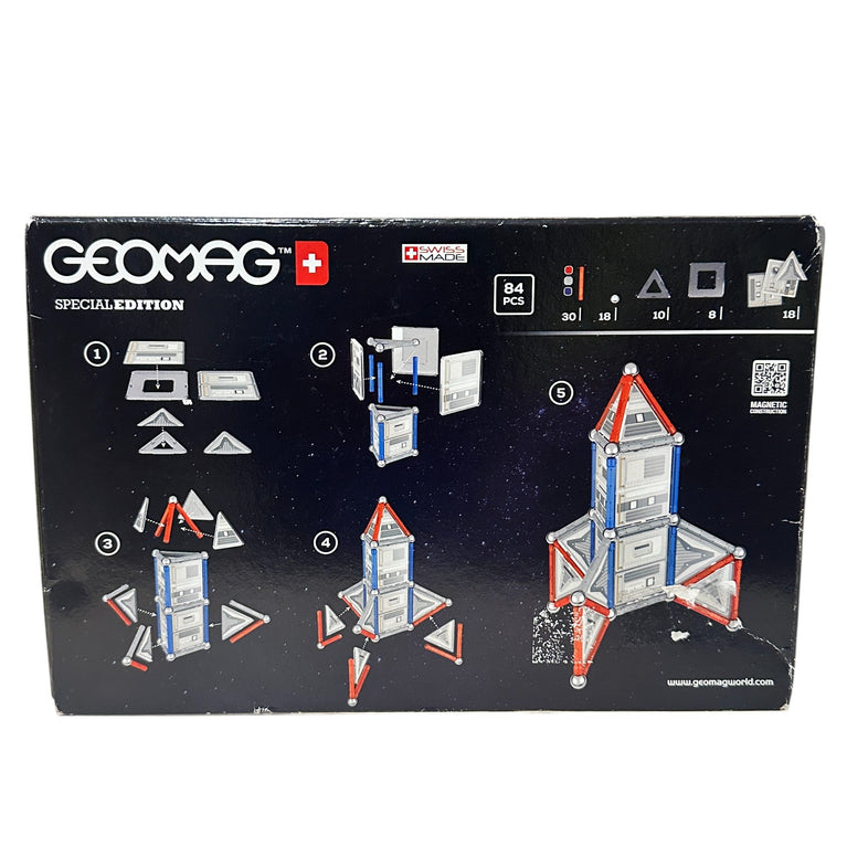 Geomag 810 NASA Special Edition Razzo, Multicolour (Black/Grey/Red) - Pack of 84